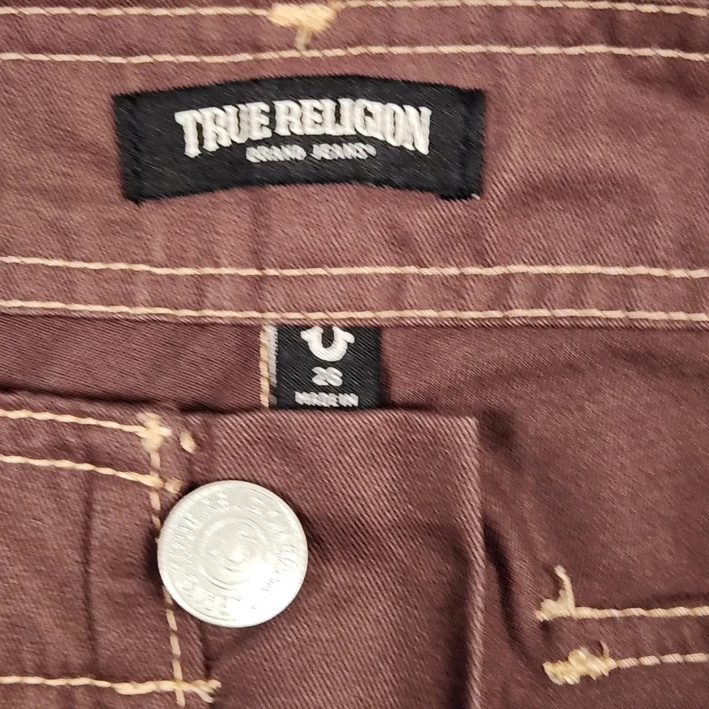 True Religion Pants Size 28 (Actual 30x32) Brown Cargo Contrast Stitch Flap